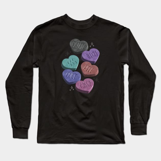 Creepy Heart Candy Long Sleeve T-Shirt by Sasyall